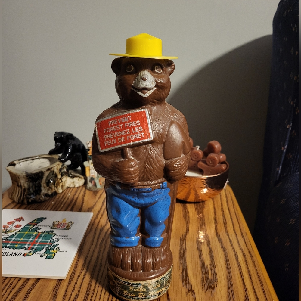 70s smokey the bear bubble bath bottle